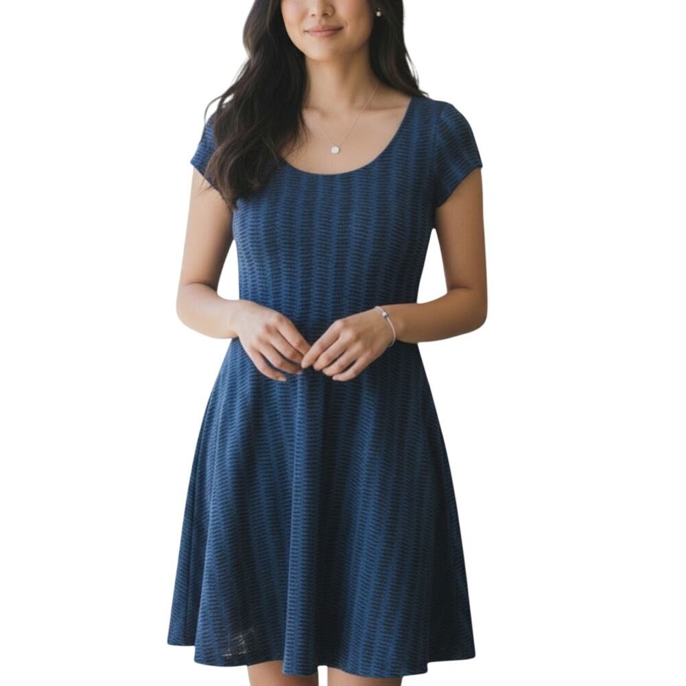 Aeropostale Navy & Black Striped Knit Mini Dress Scoop Neck Sz XS NWT